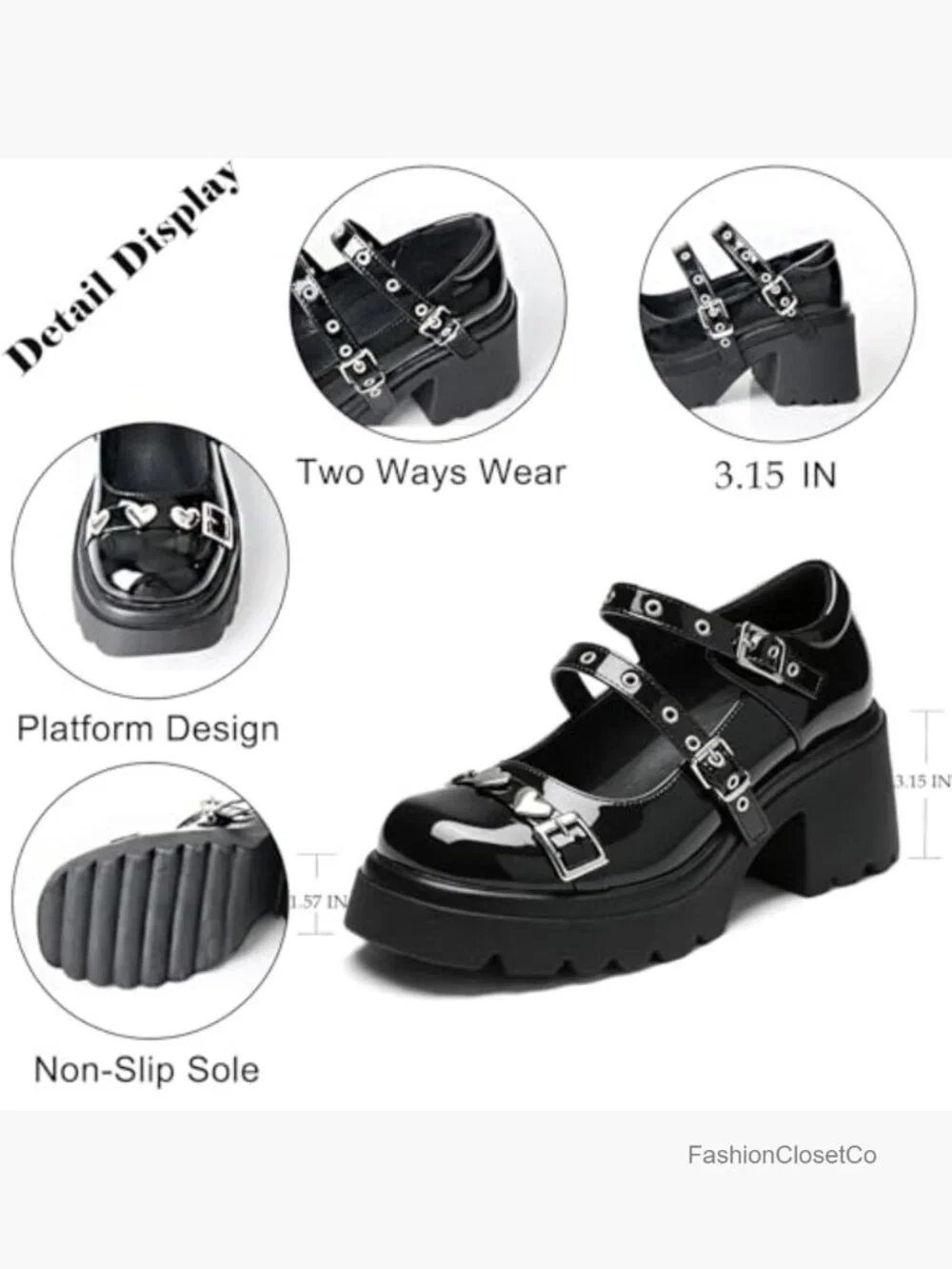 Vintage Platform Mary Janes Shoes Block Heel Lace Round Toe Dress Pumps Kawaii